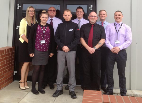 Front row, Ashleigh Worthington, Stephen White, Gary Russell, Ash McCann. Back Row, Alex Buckley, Tony Worthington (AKW chairman who has sponsored the team), John Bowater and Steven Copas.