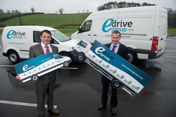Pictured (l-r) are Simon Murray, Sales and Marketing Director, and Mervyn O’Callaghan, Managing Director, at the launch of new Irish fleet solutions company, E-drive Group.