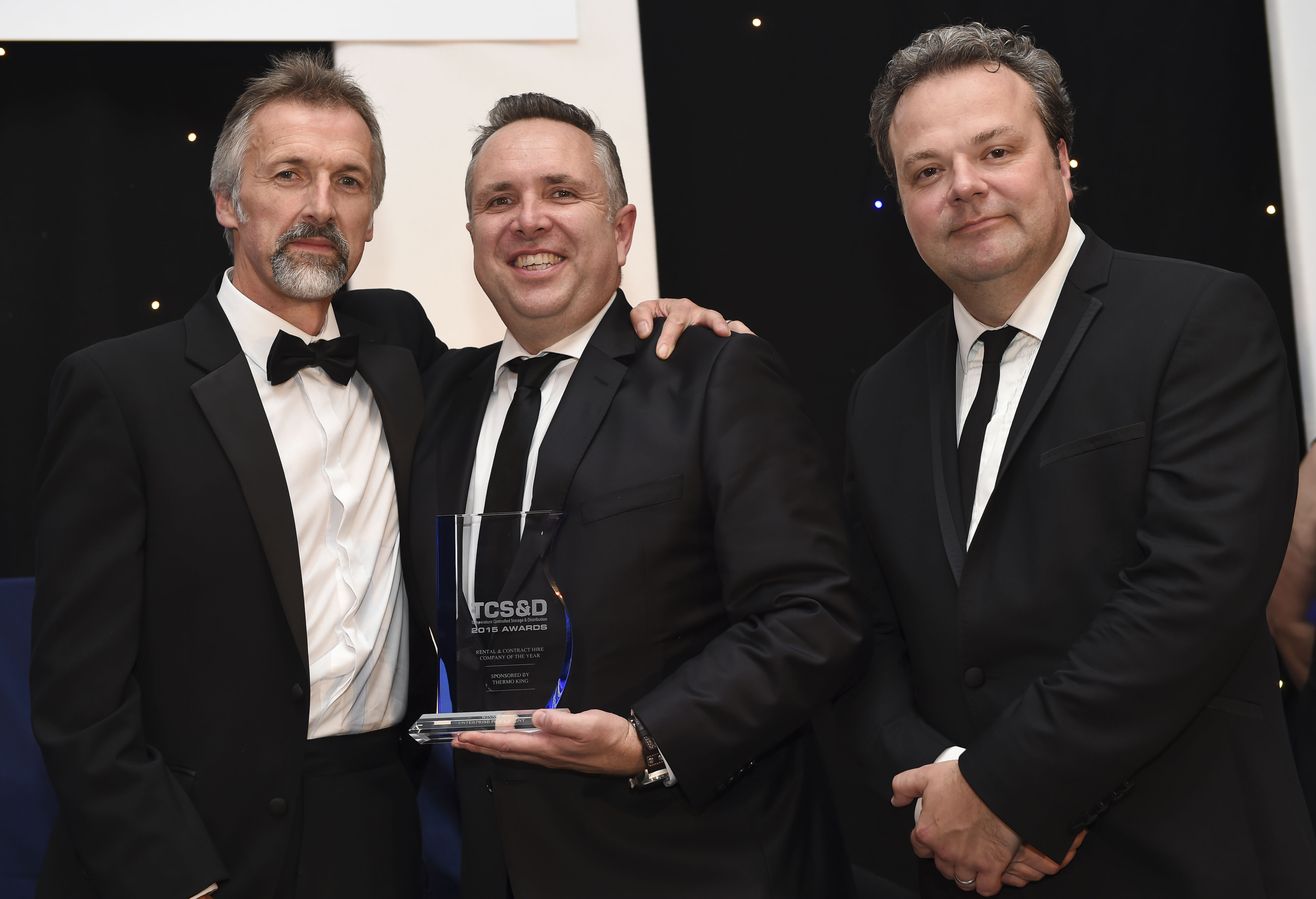 Steve Williams (Thermo King), Mark Howell (Enterprise Flex-E-Rent) and Hal Cruttenden (TCS&D Awards Comedian)