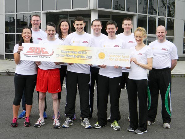 Staff from SDC Trailers taking part in the Belfast Marathon: Maureen Donnelly, Darren Donnelly, Sean Young, Lorraine Donnelly, Chris McPolin, Conor Ward, Paul Purvis, Ken Holland, Aodheen Dougan, Enda McQuillian,  